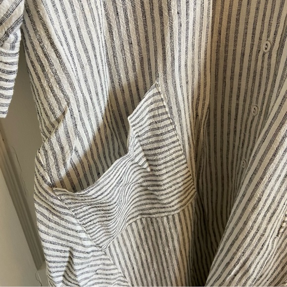 Poetry Shirt Dress Striped Linen 3/4 Sleeve Pockets Lagenlook Granola 16 - Picture 6 of 11